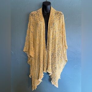 Yellow Knit Flowing Open Front Cardigan